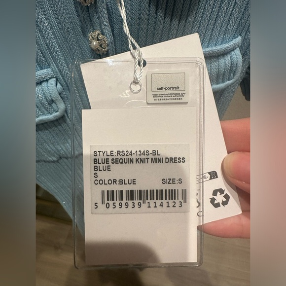 Self-Portrait Light Blue Ribbed Knit Mini Dress - Picture 12 of 14